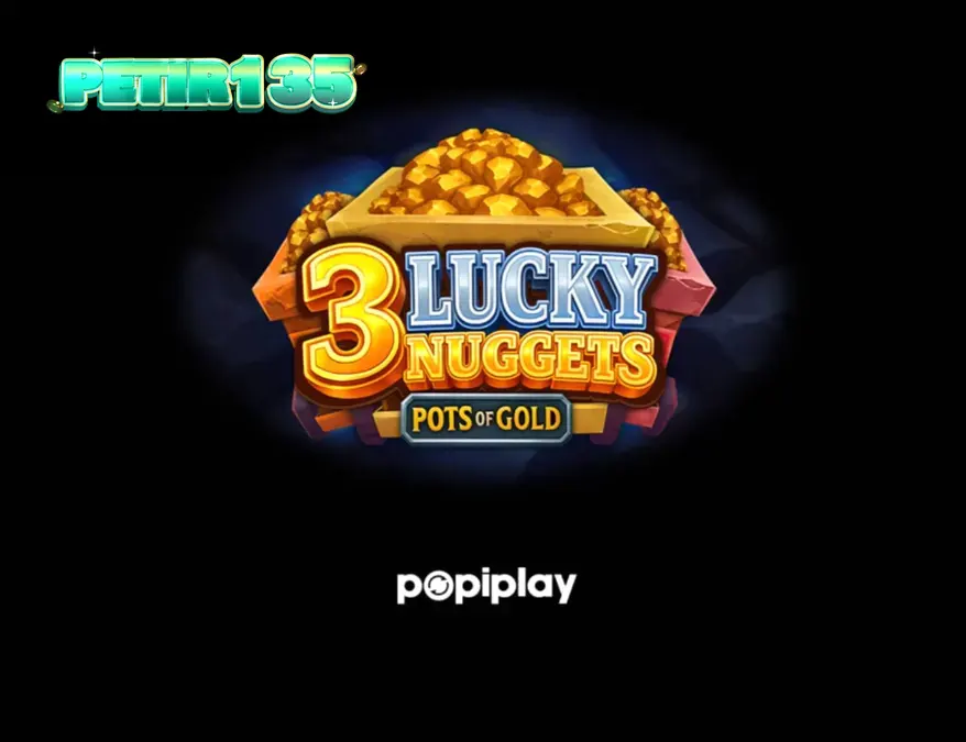Pemandangan visual slot 3 Lucky Nuggets dengan tema tambang emas dan karakter penambang.